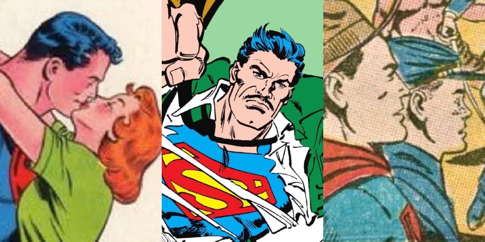 Three examples of cringeworthy superman panels in DC Comics