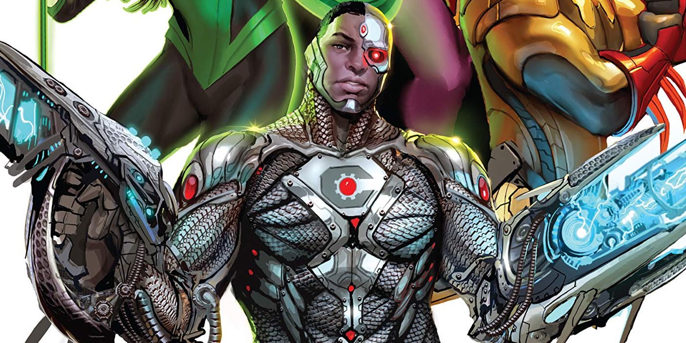 Portion of cover art featuring Cyborg from Justice League Odyssey.