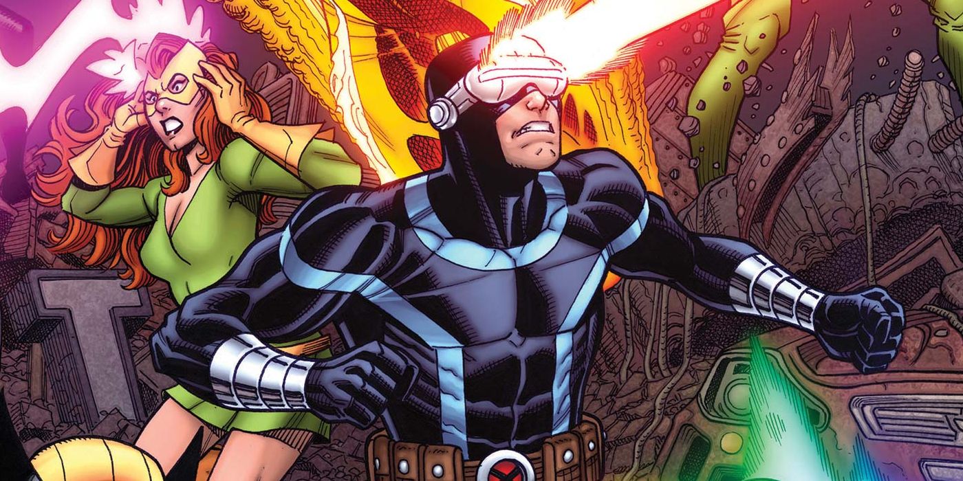 Cyclops fighting alongside the Krakoan X-Men in a scene from Marvel Comics.