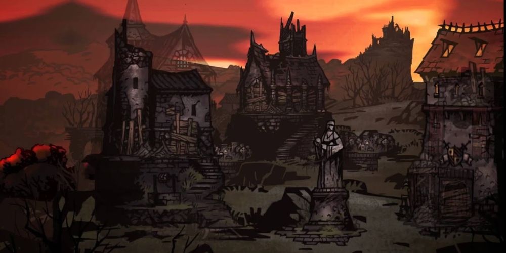 The estate returns to ruins in the ending to Darkest Dungeon