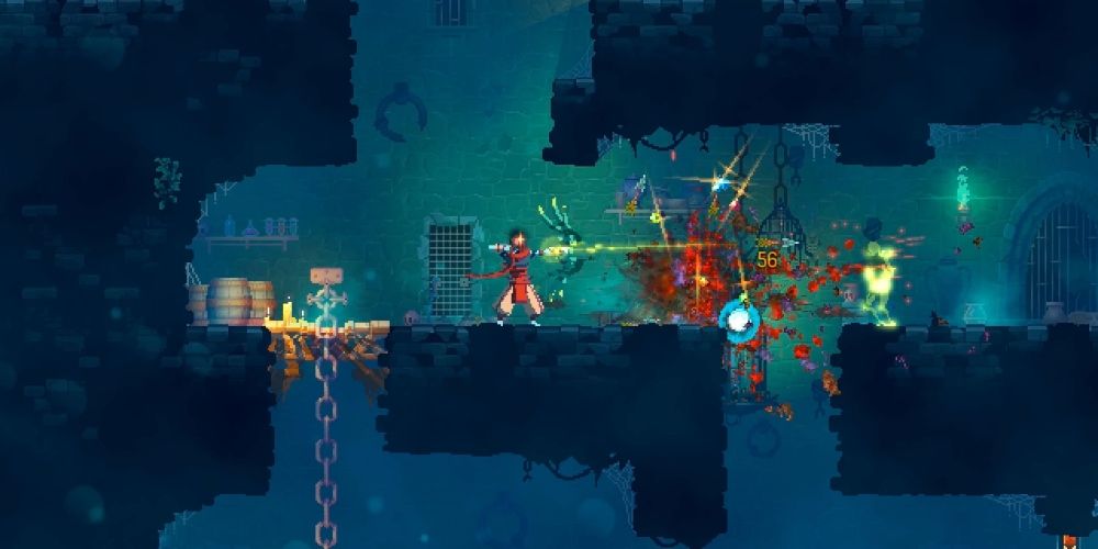 A player shooting a bow in the Dead Cells game