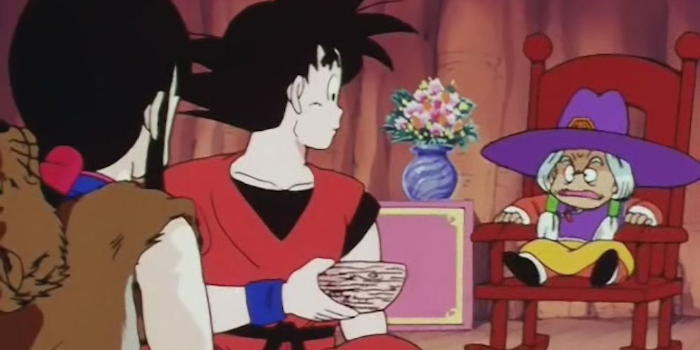 Adult Goku and Chi-Chi do Hakkake's trials in Dragon Ball