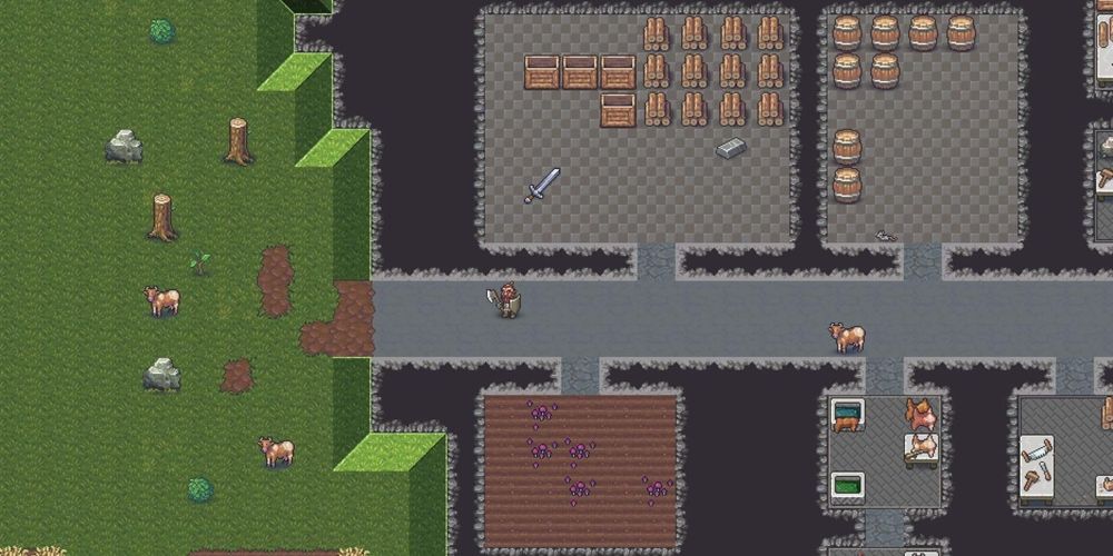 A player building a fortress in Dwarf Fortress game.