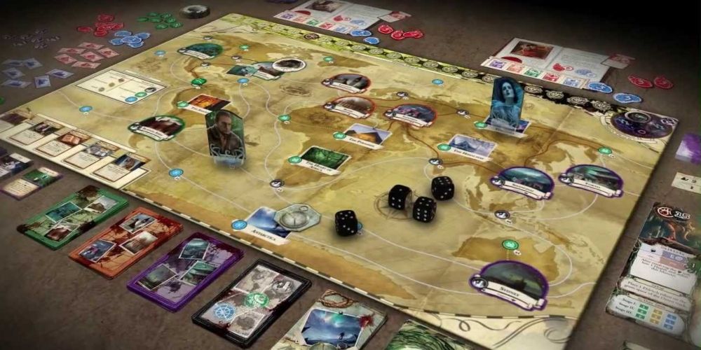 Investigators spread out across the world in Eldritch horror board game.