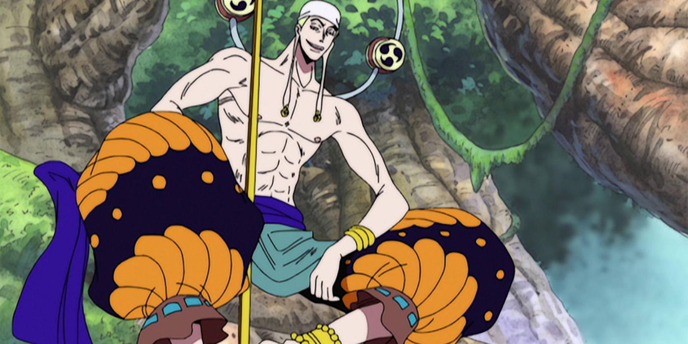 Enel relaxing on a tree in One Piece.