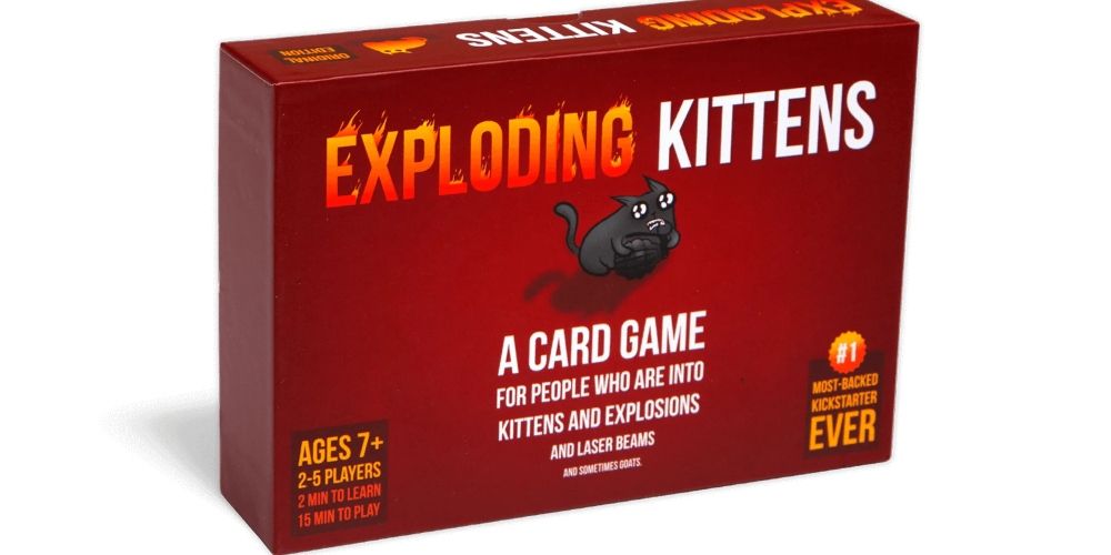 The box for the card game Exploding Kittens