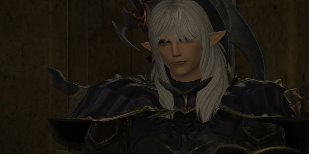 Estinien sem capacete em Final Fantasy XIV.