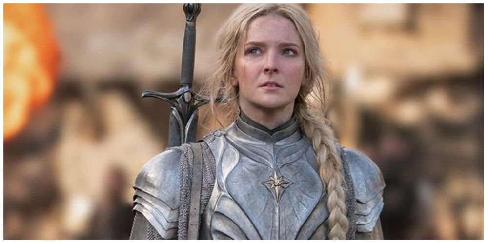 The Lord of the Rings: The Rings of Power character Galadriel, played by Morfydd Clark, is seen in armor