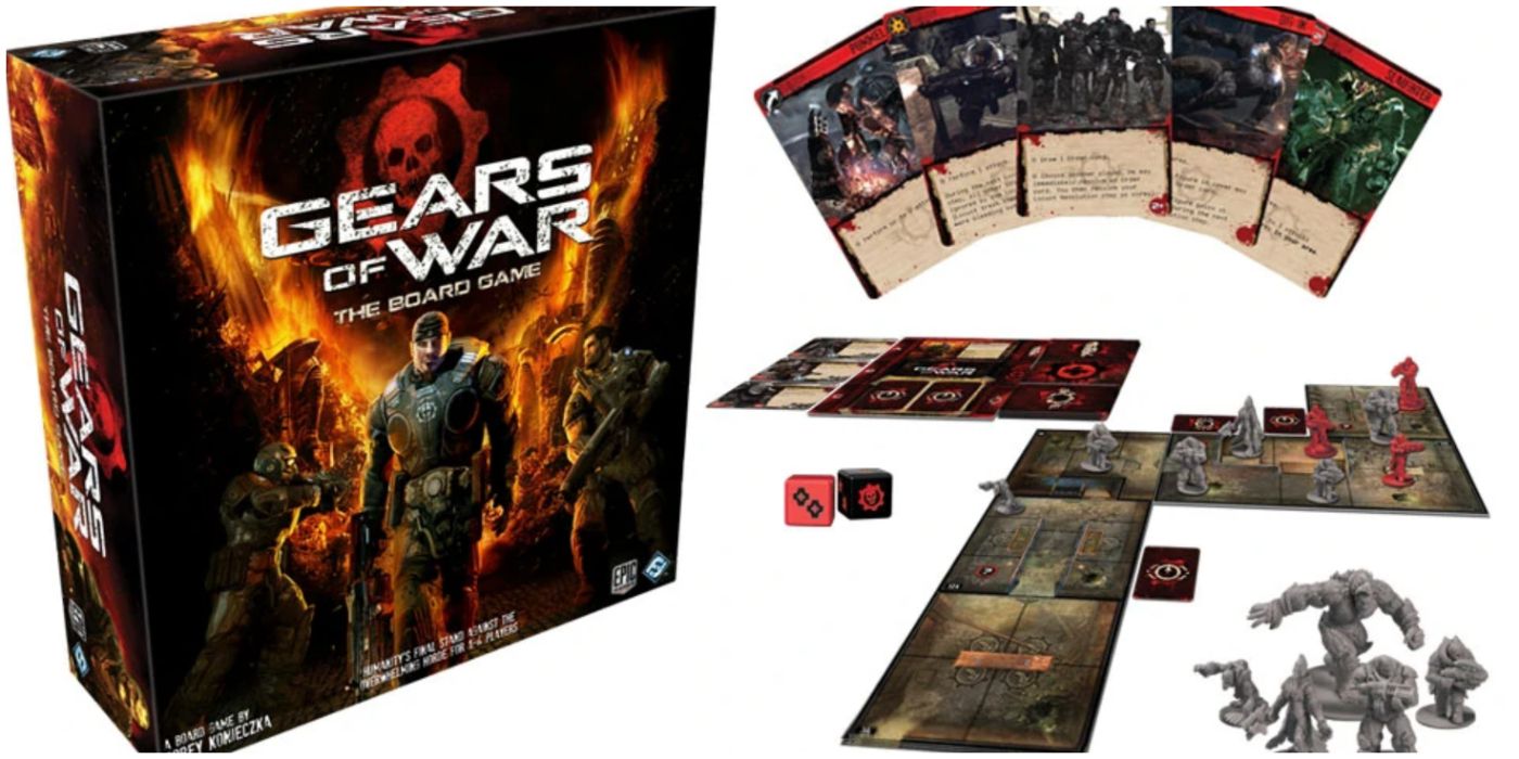 The components and box of the Gears of War board game.