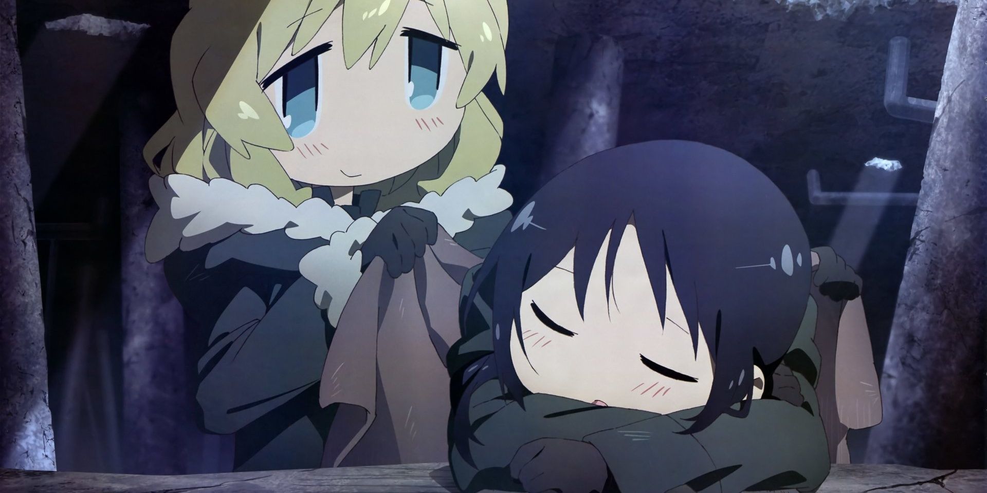 Girls' Last Tour Yuuri placing a blanket over Chito's shoulders while she sleeps