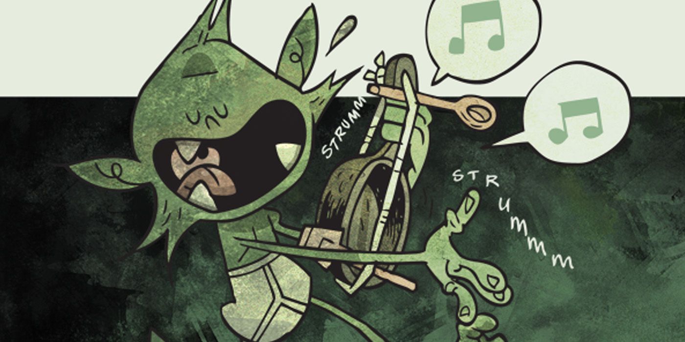 A goblin playing music in Goblin Quest TTRPG