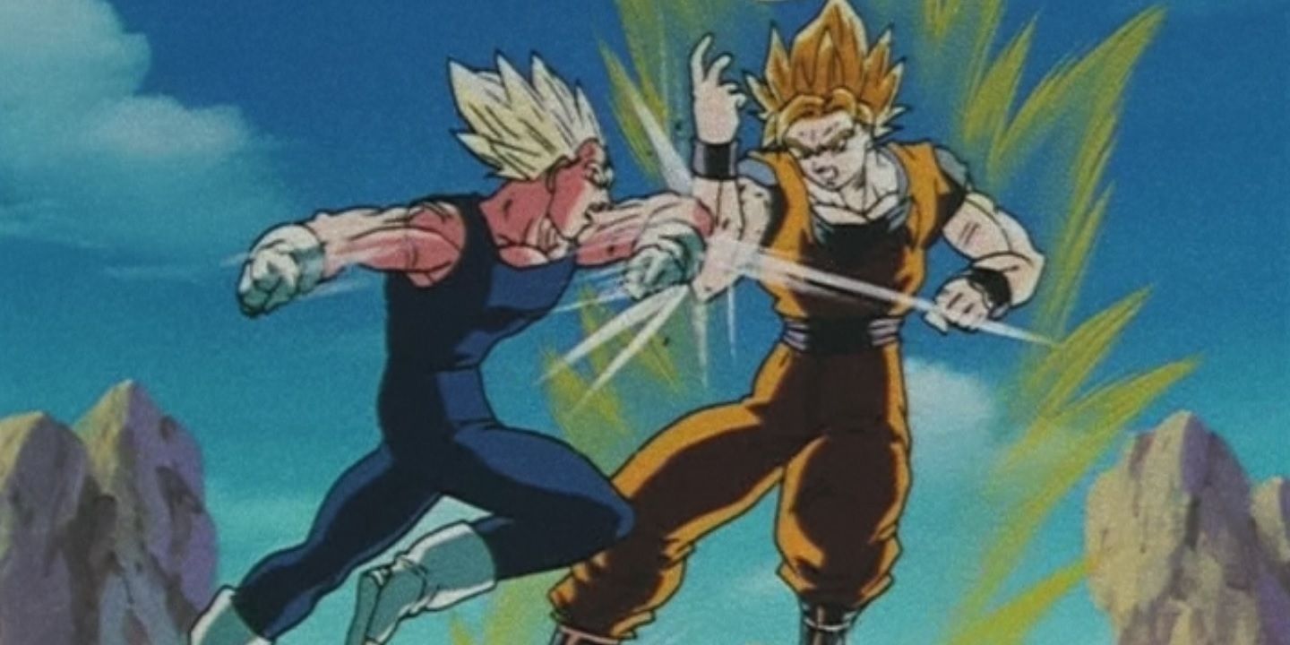 Goku vs Majin Vegeta in Dragon Ball.