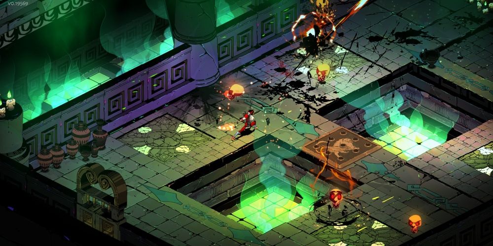 Zagreus running through a section with enemies in Hades game