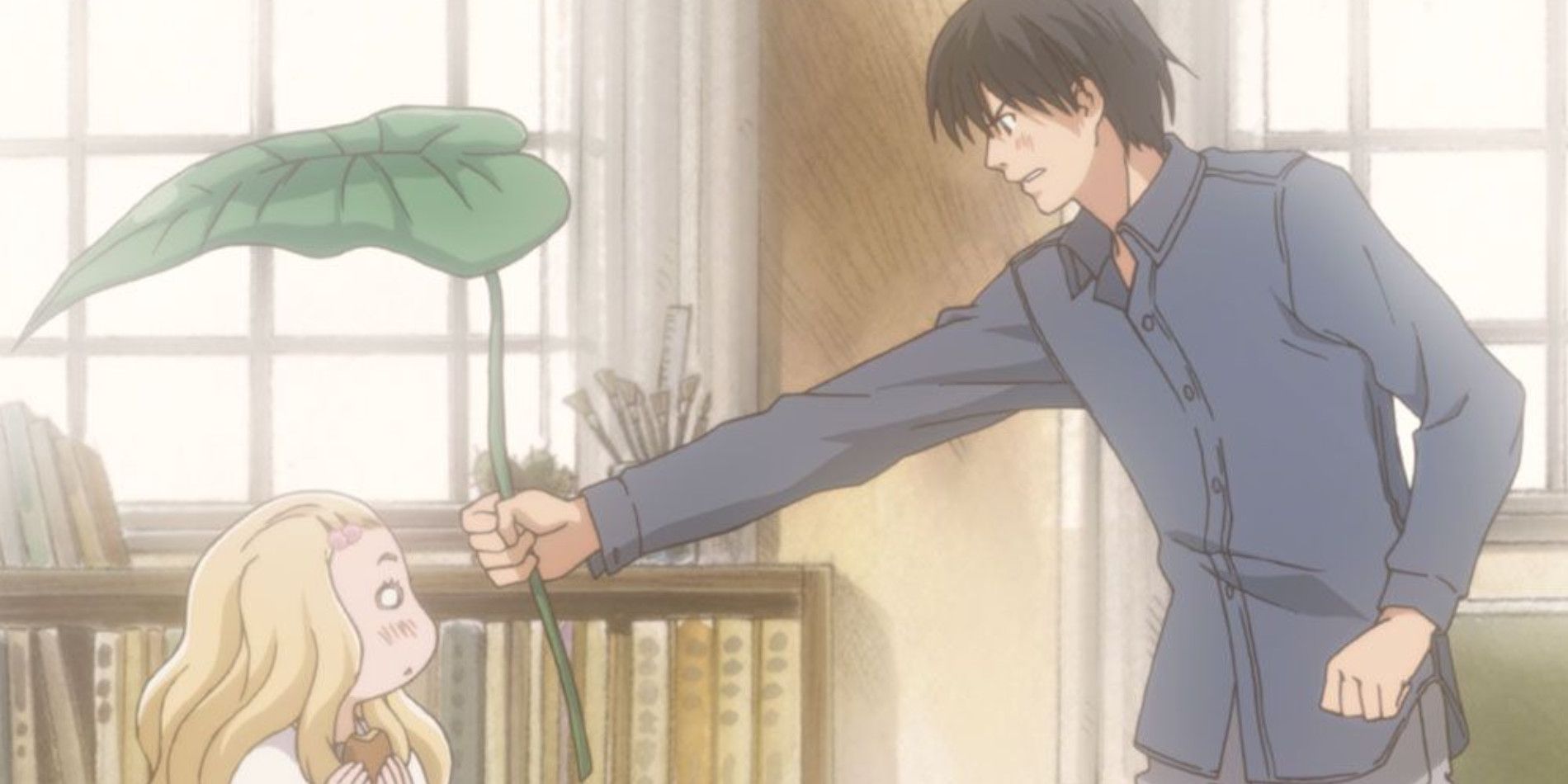 Shinobu Morita presenting Hagumi Hanamoto with a leaf in Honey and Clover