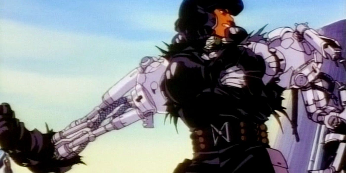 Isamu activates his cybernetic abilities in Angel Cop