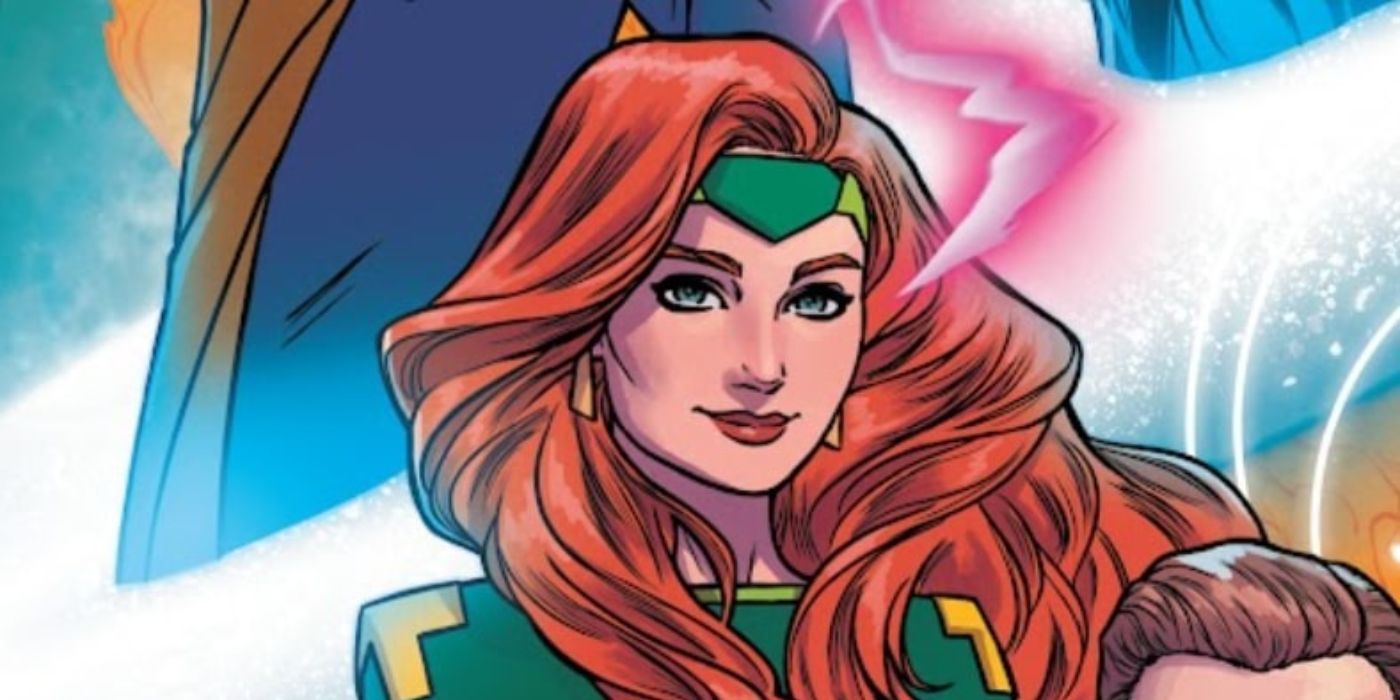 Jean Grey smiling while at the 2022 Hellfire Gala in Marvel's X-Men Comics