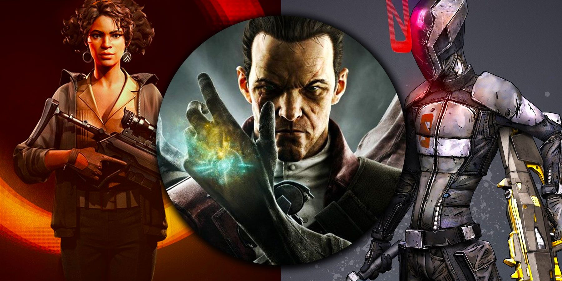 Julianna Blake from Deathloop, Daud from Dishonored, and Zer0 from Borderlands compilation image
