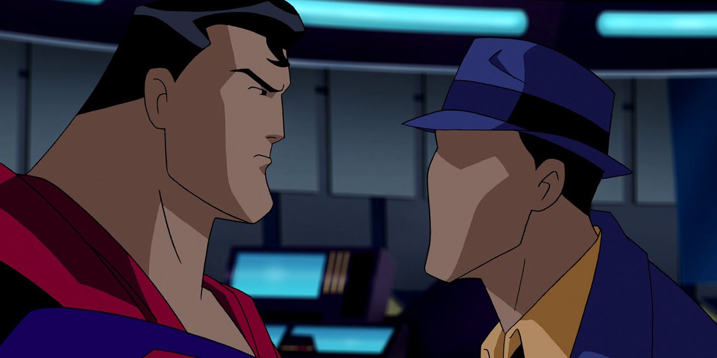 The Question argues with Superman
