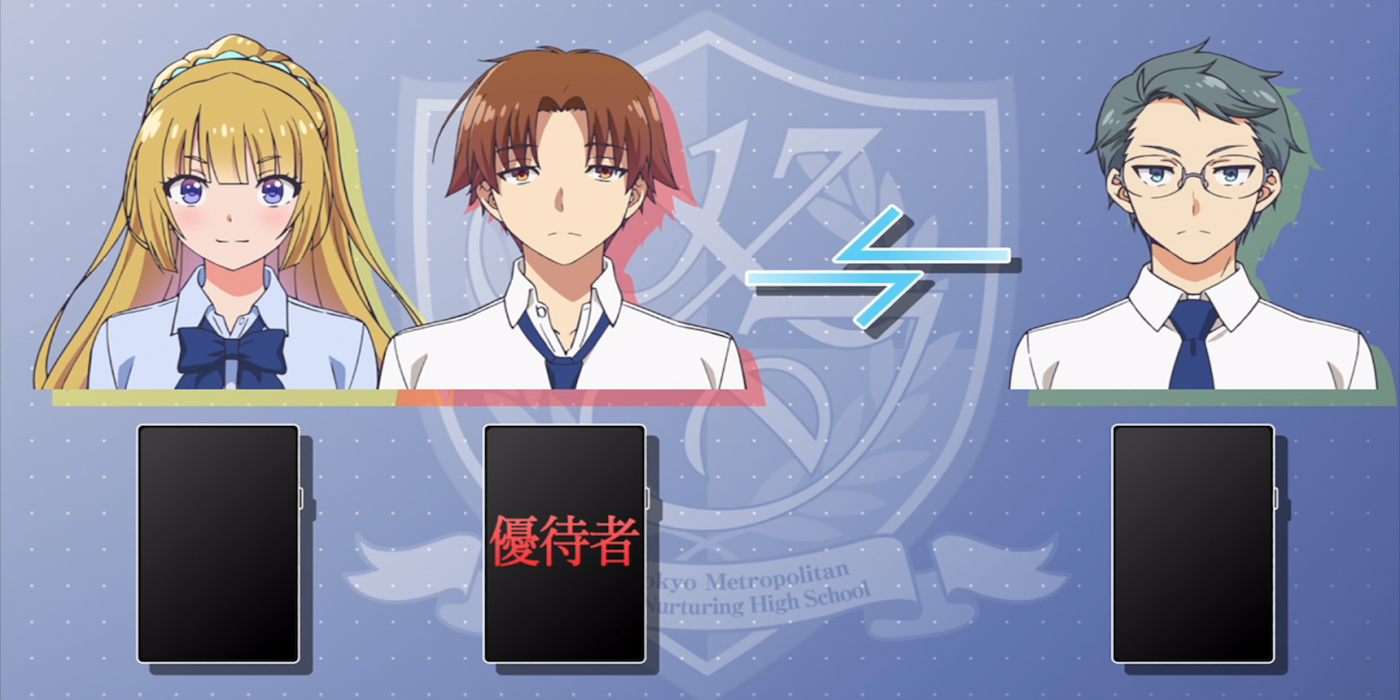 Karuizawa, Ayanokoji, and Yukimura in Classroom of the Elite