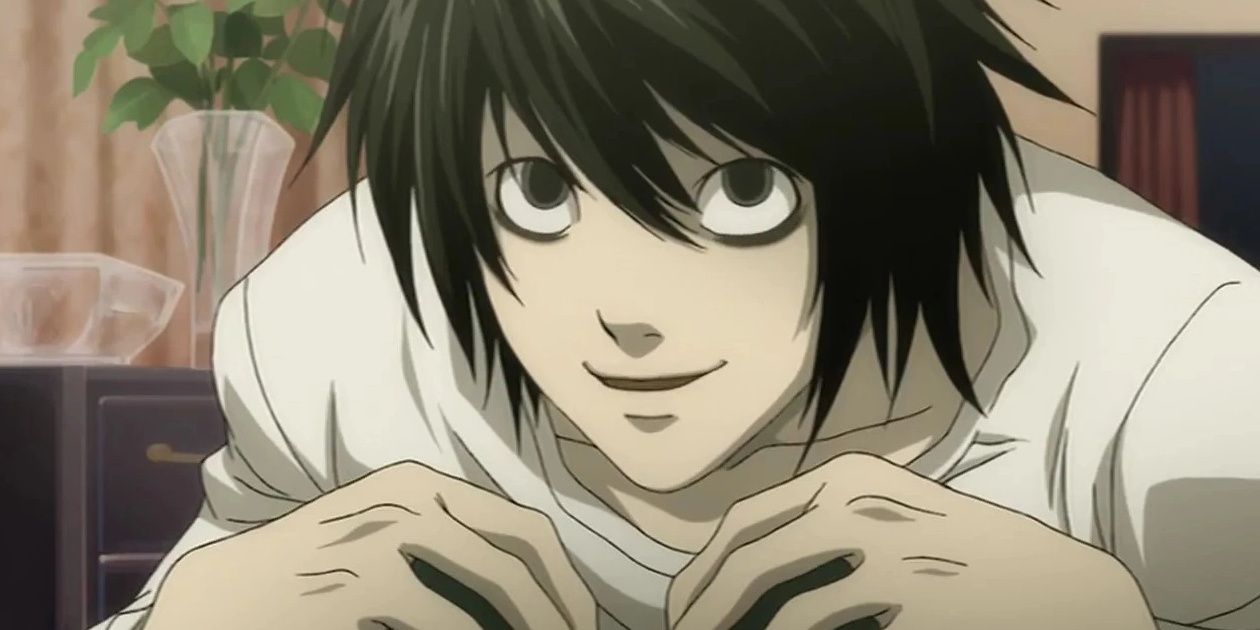 L grinning in Death Note.