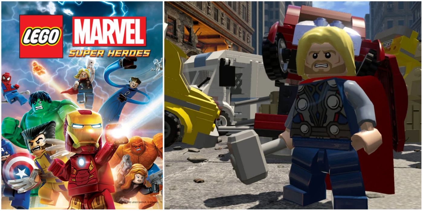 Lego Marvel Superheroes box art and Thor