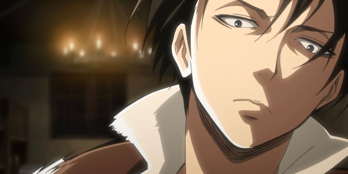 A close up of Levi in Attack On Titan.