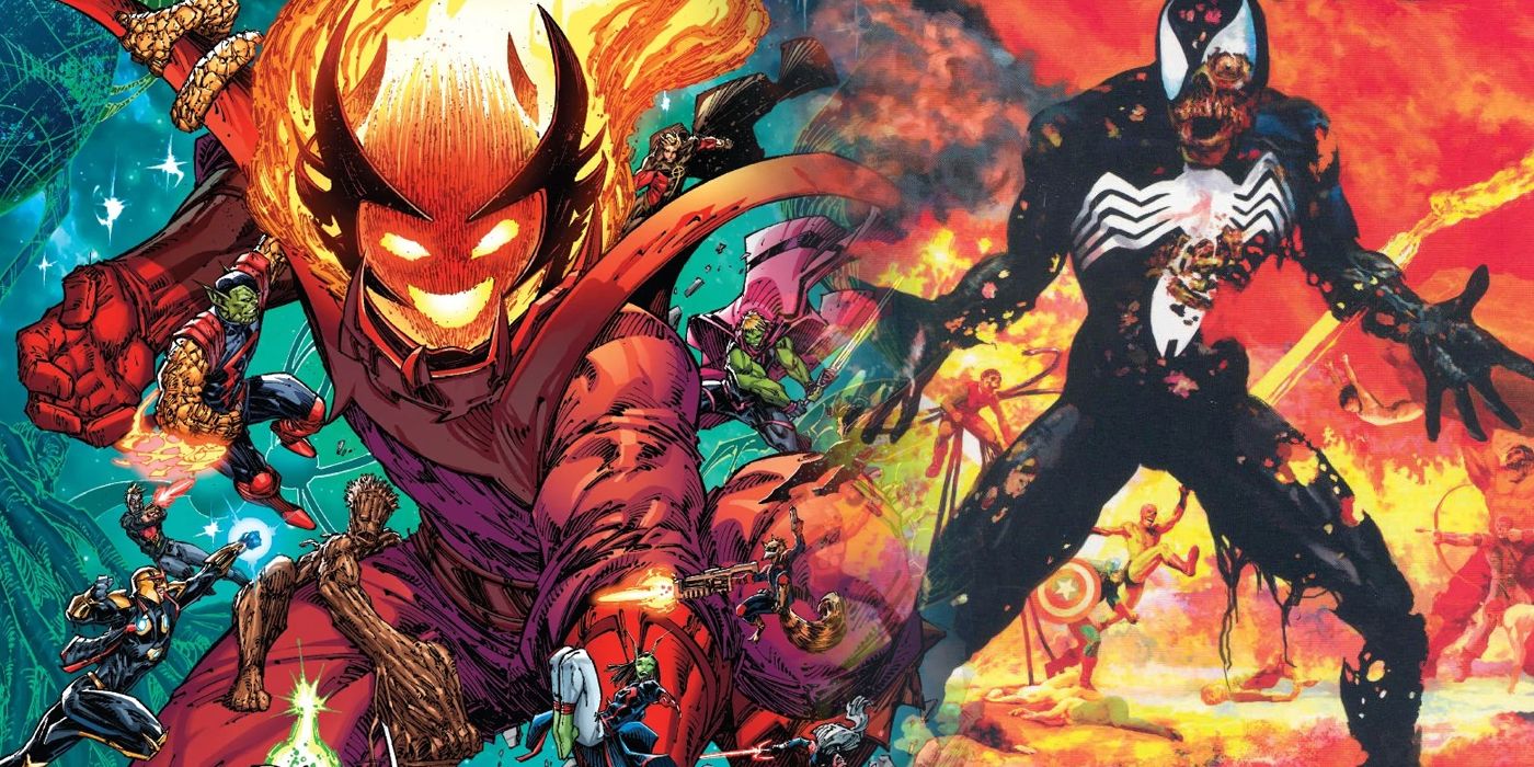 Dormammu's Dark Dimension and the Marvel Zombies universe split image