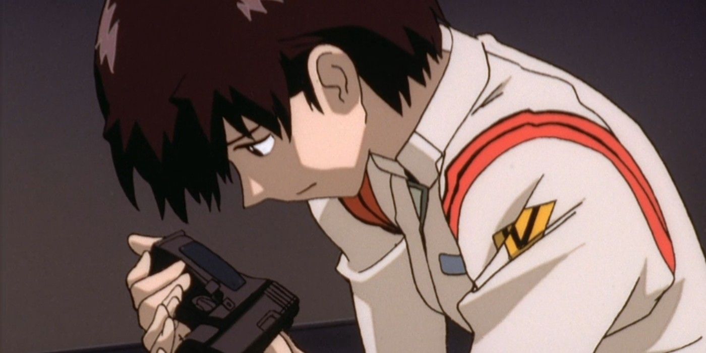 Maya Holds The Pistol In The End Of Evangelion