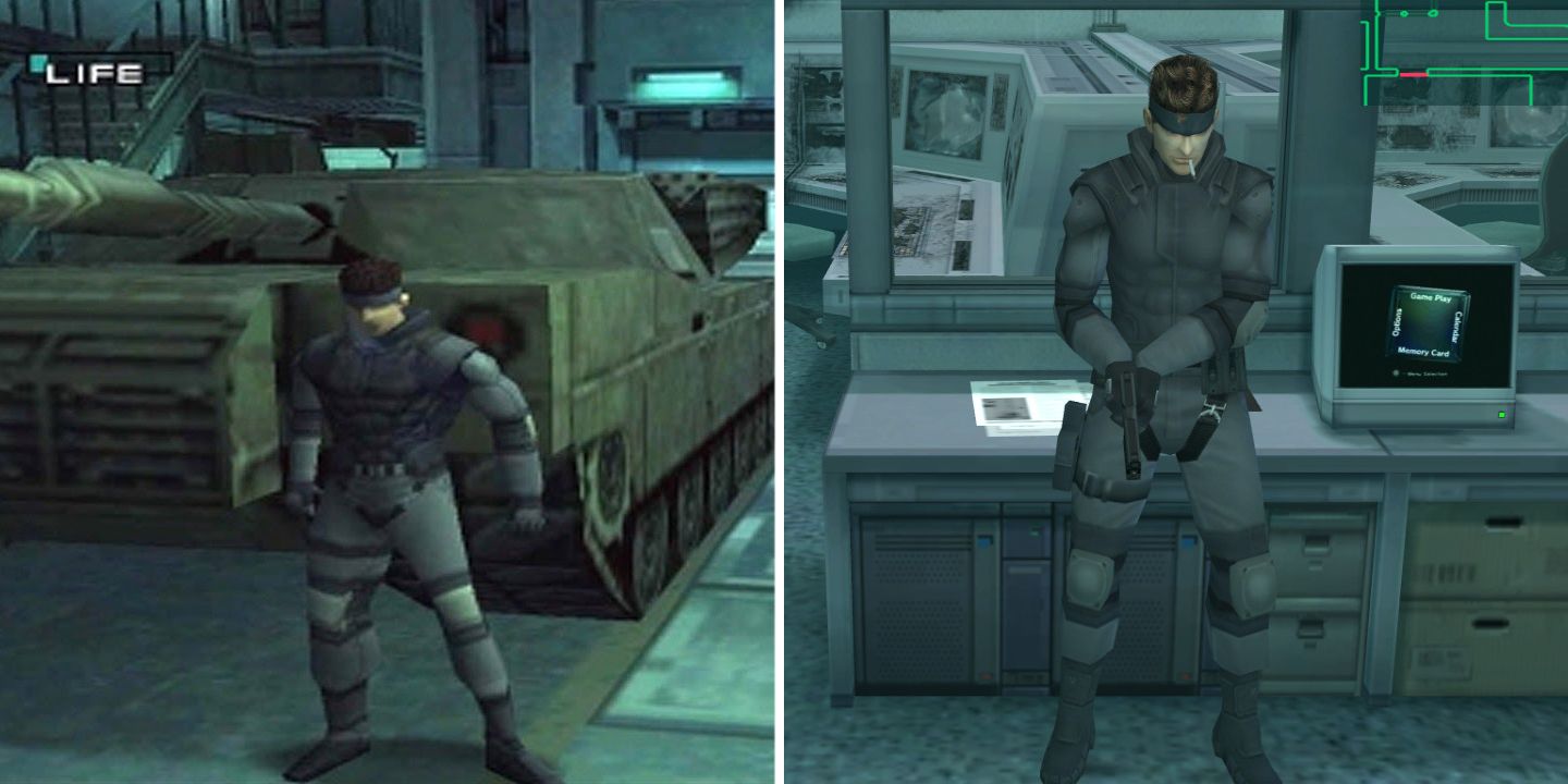 Solid Snake sneaking around in Metal Gear Solid and Metal Gear Solid: The Twin Snakes