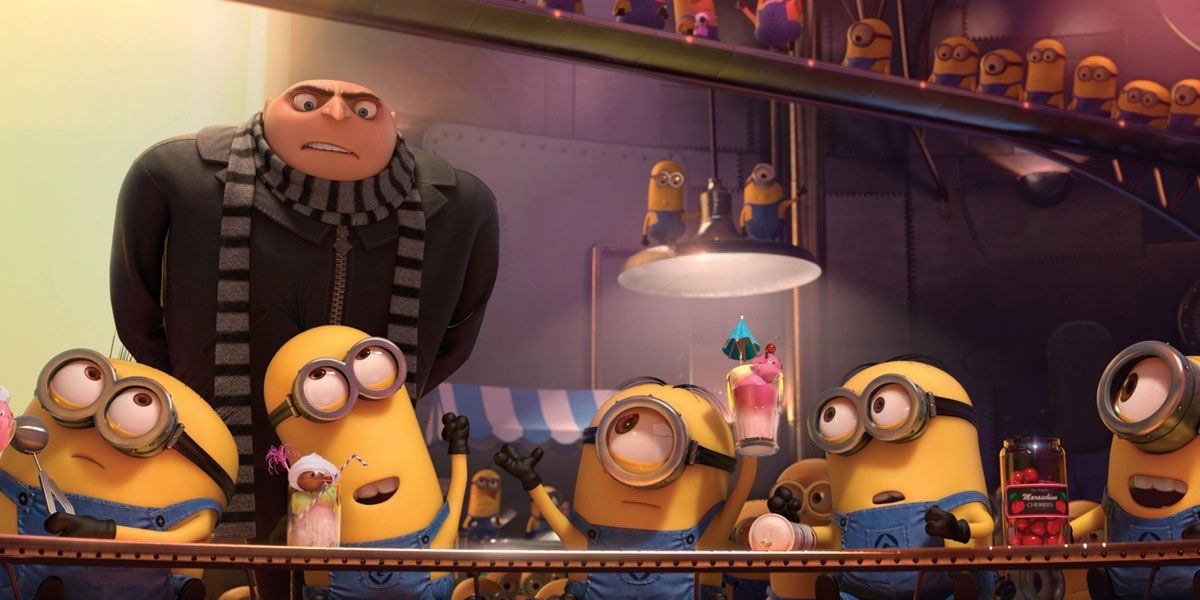The Minions and Gru in Despicable Me 2