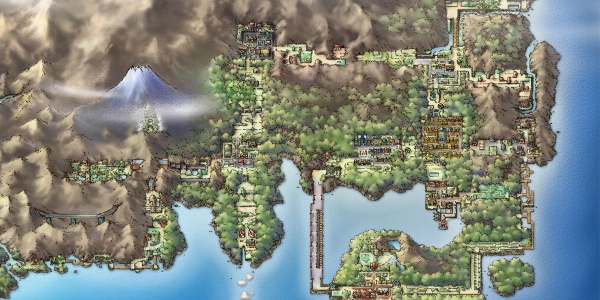 The Kanto map in Pokemon Gold & Silver