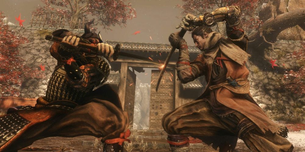 Wolf parrying an attack in Sekiro: Shadows Die Twice