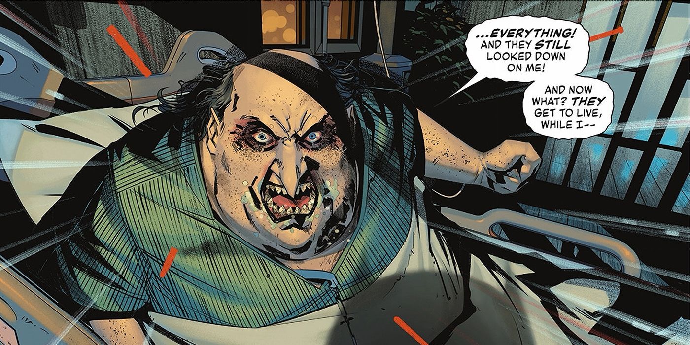 An image of the Penguin from DC Comics ranting from his hospital bed