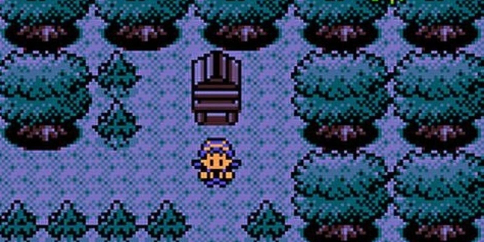Pokemon Crystal at night in the forest, the player looks for Celebi