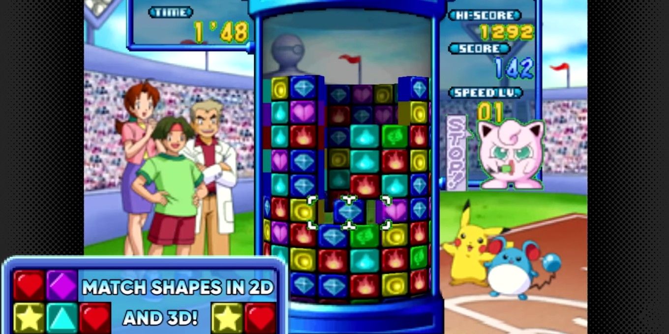 Screenshot depicting emulated Pokémon Puzzle League gameplay on Nintendo Switch.