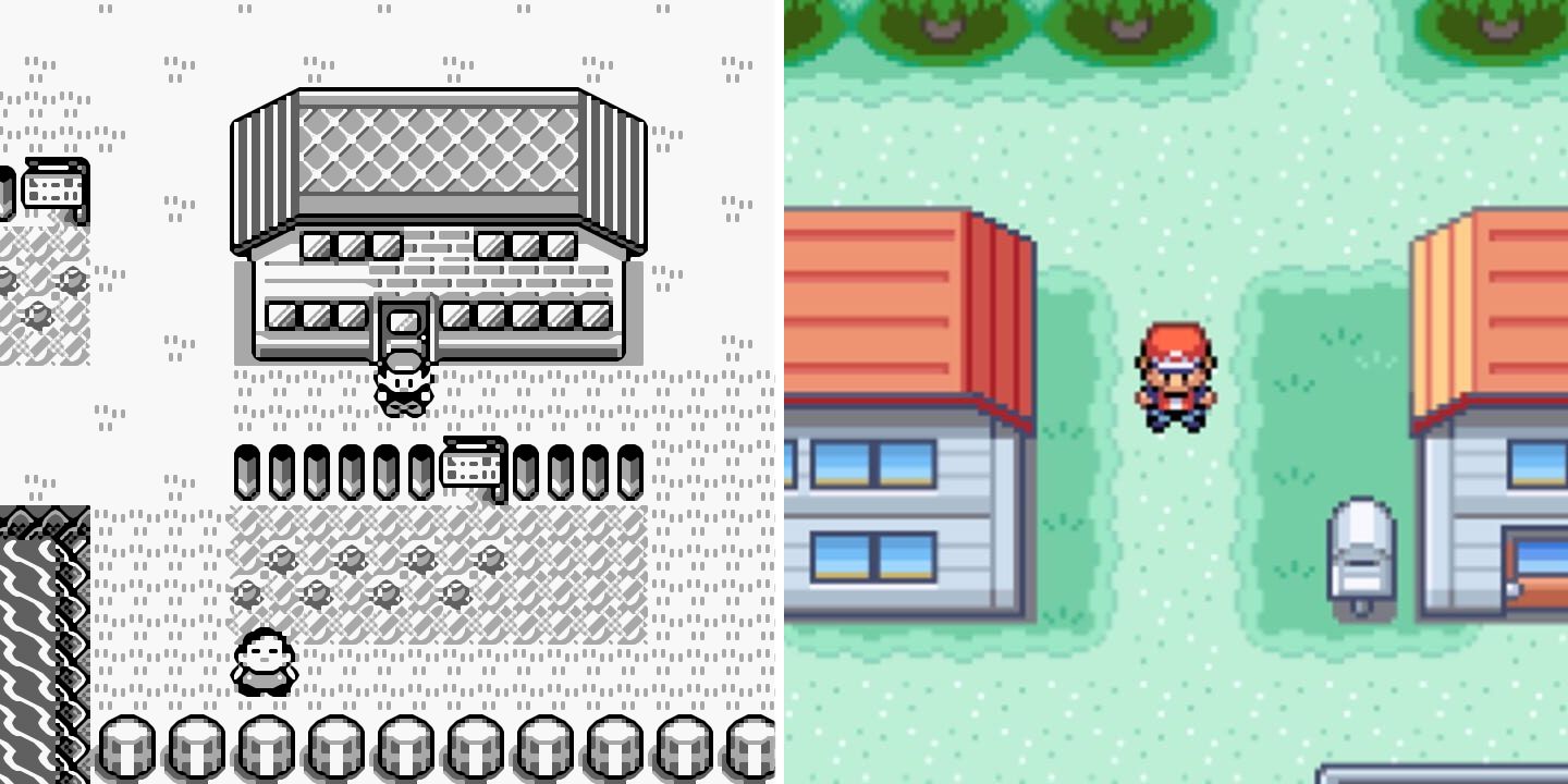 Red explores Pallet Town in Pokemon Red/Blue/Green and Pokemon Fire Red/Leaf Green