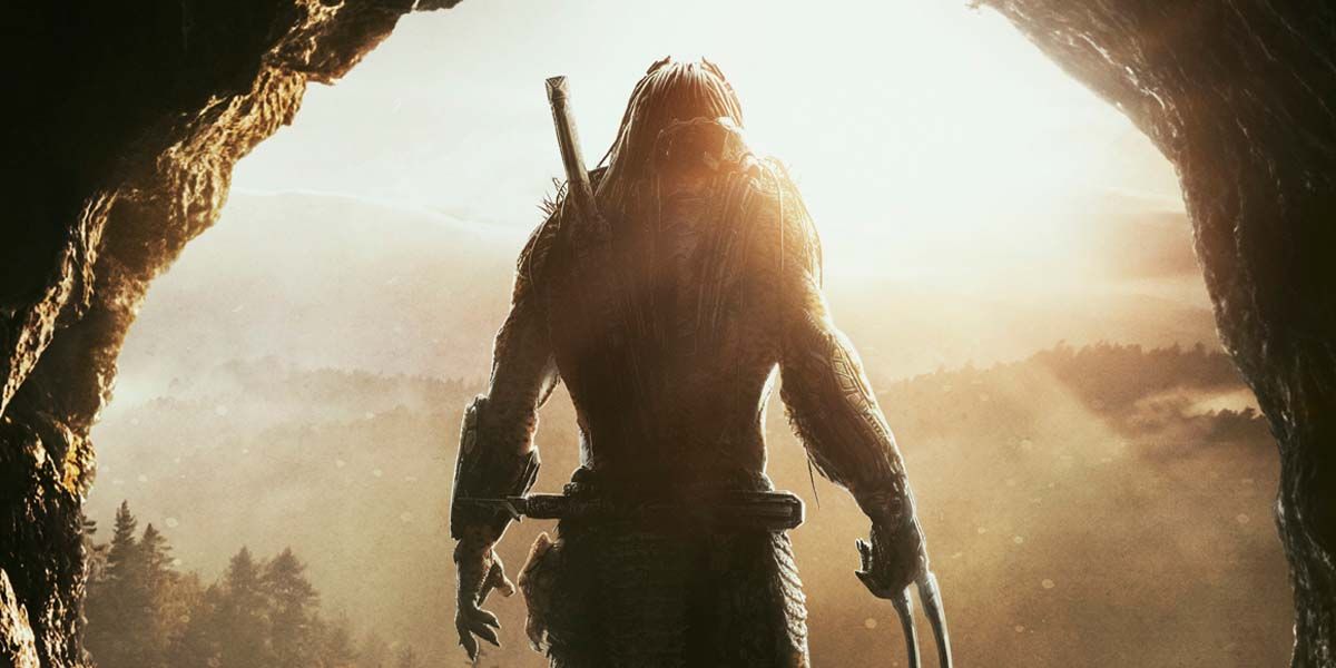 The Predator assesses the land in the Prey movie poster