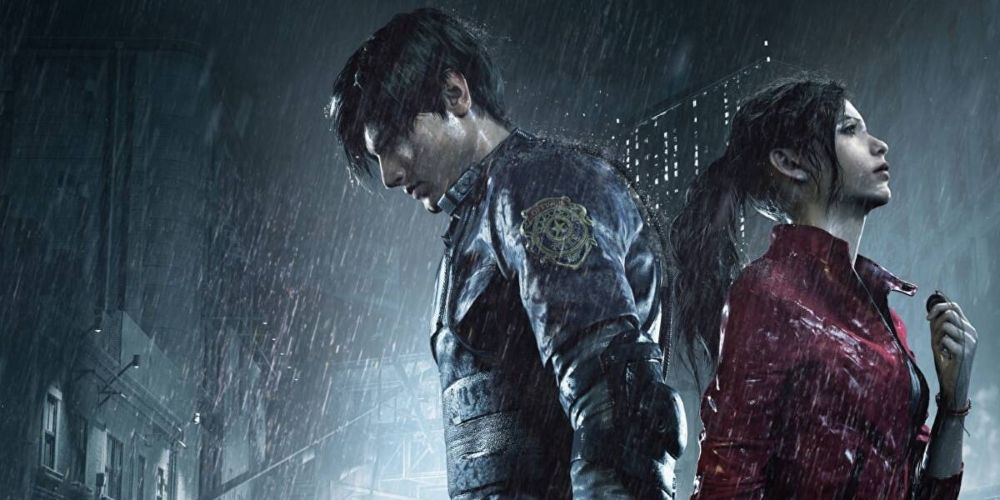 Leon Kennedy and Claire Redfield on the cover of Resident Evil 2 remake.