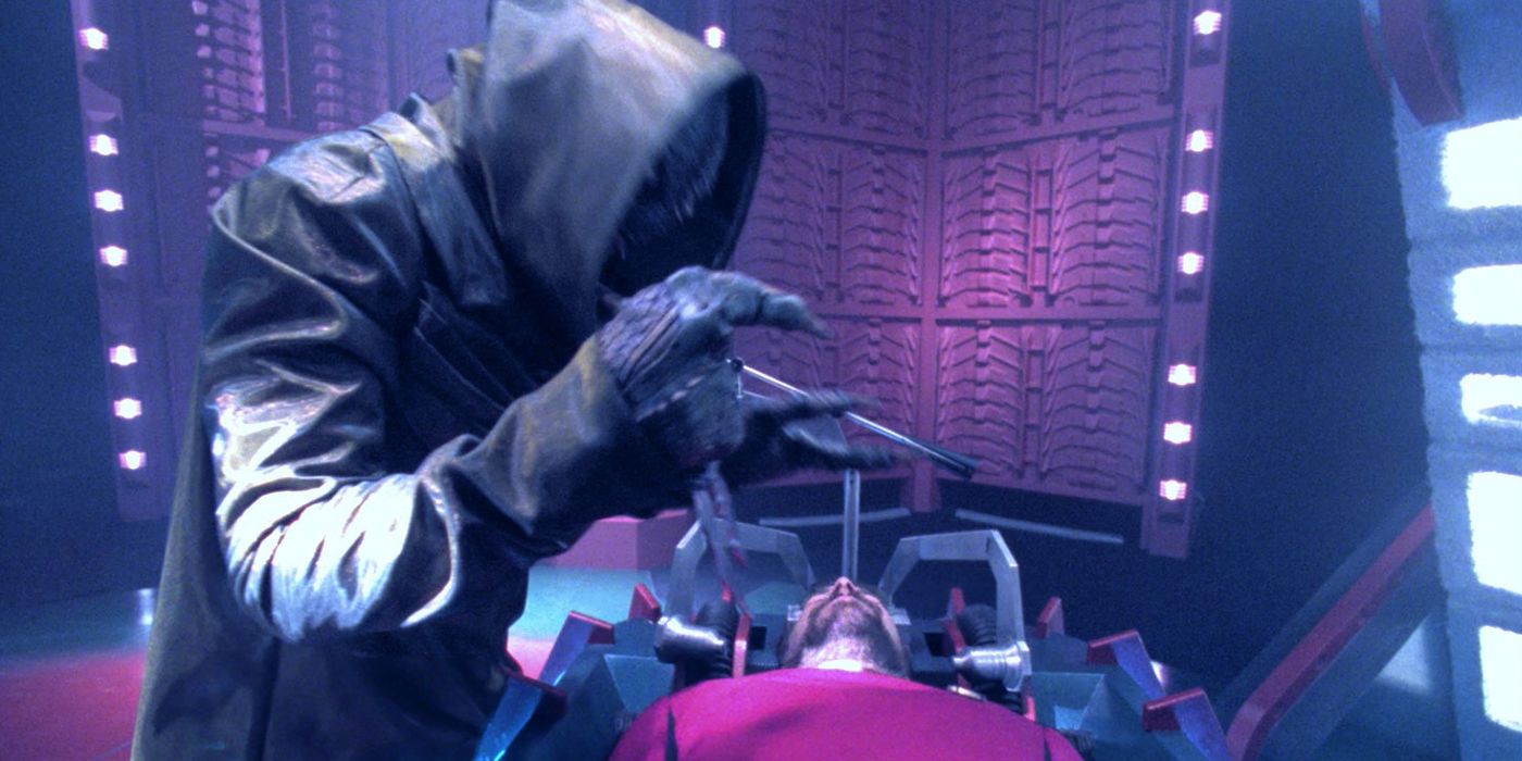 Riker being experimented on by aliens in Star Trek TNG's Schism