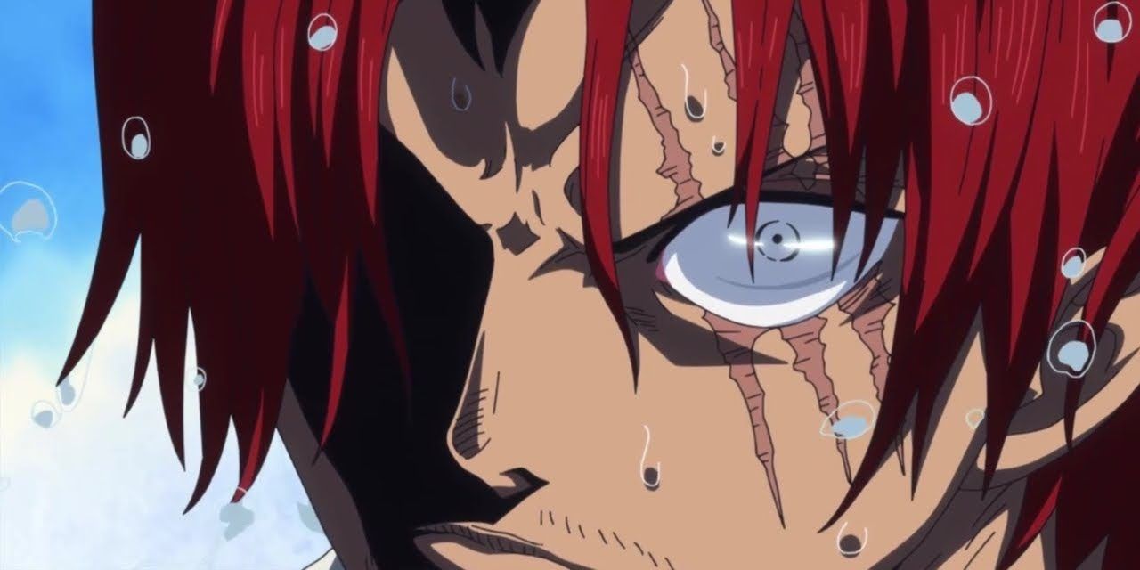 A close up of Red Haired Shanks from One Piece.