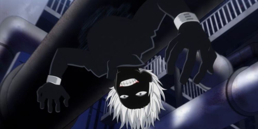 Shihai Kuroiro emerges from the shadows using his Black Quirk