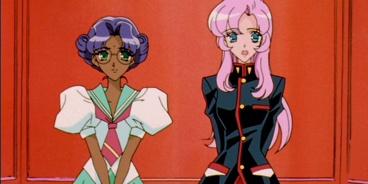 Utena e Anthy estão em um elevador (Garota Revolucionária Utena)