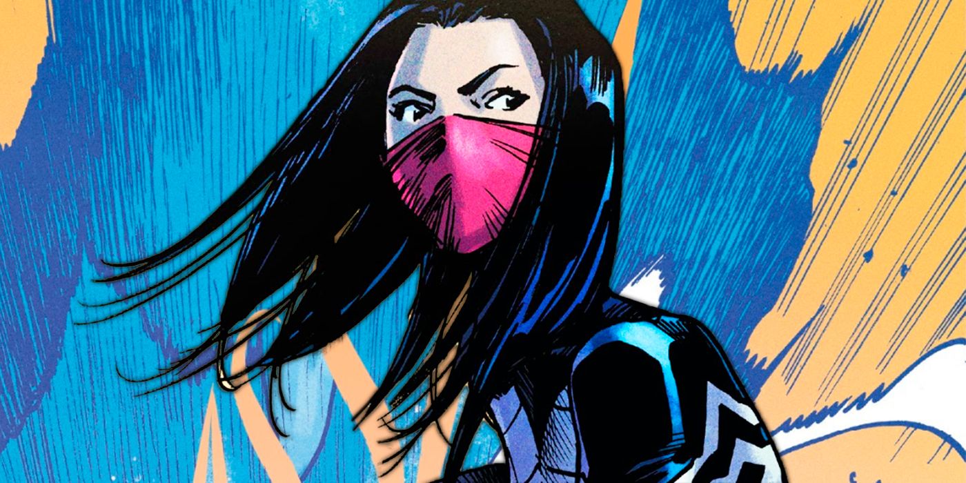 Silk's gazing warily at something off-panel in Marvel Comics.