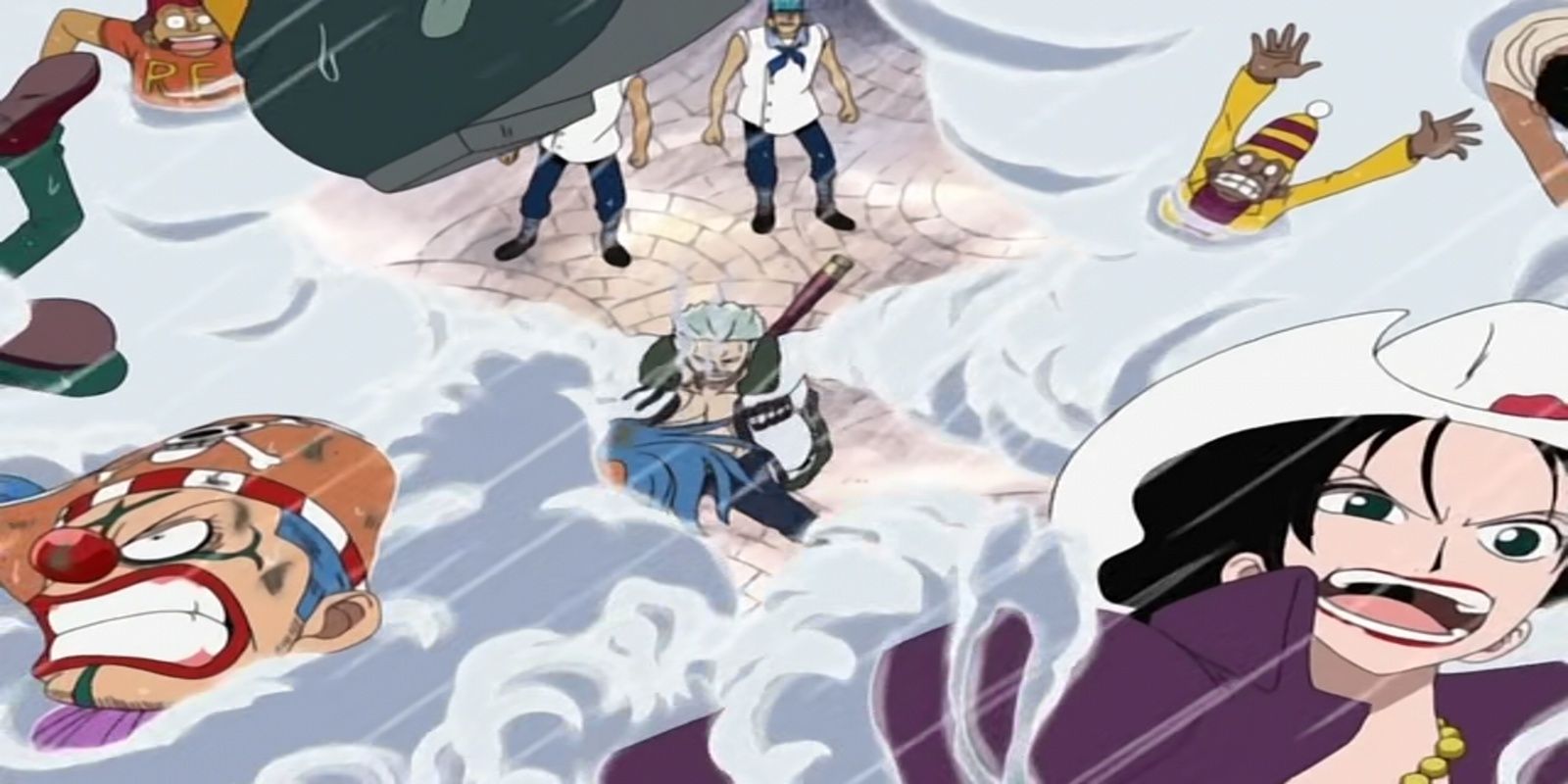 Smoker Using hIs Devil Fruit To Catch Alvida and Buggy In One Piece