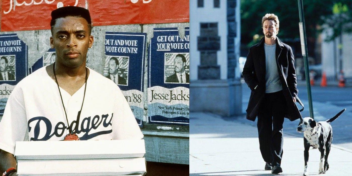 Spike Lee as Mookie in Do the Right Thing and Edward Norton in 25th Hour