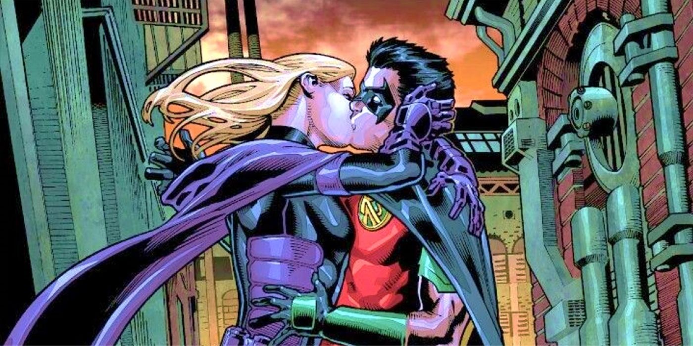 Stephanie Brown's Batgirl kisses Tim Drake's Robin DC Comics