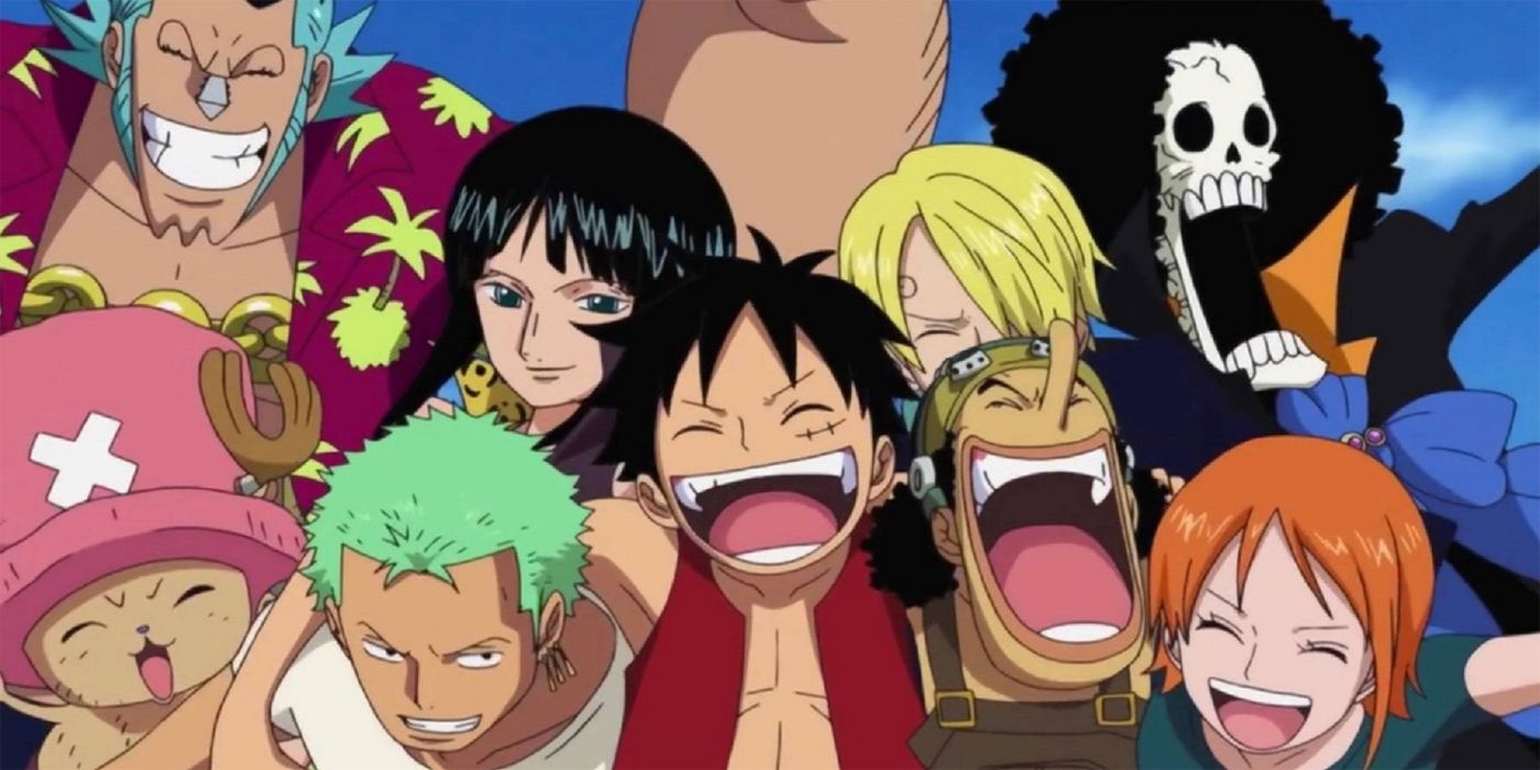 Straw Hat crew all celebrating together