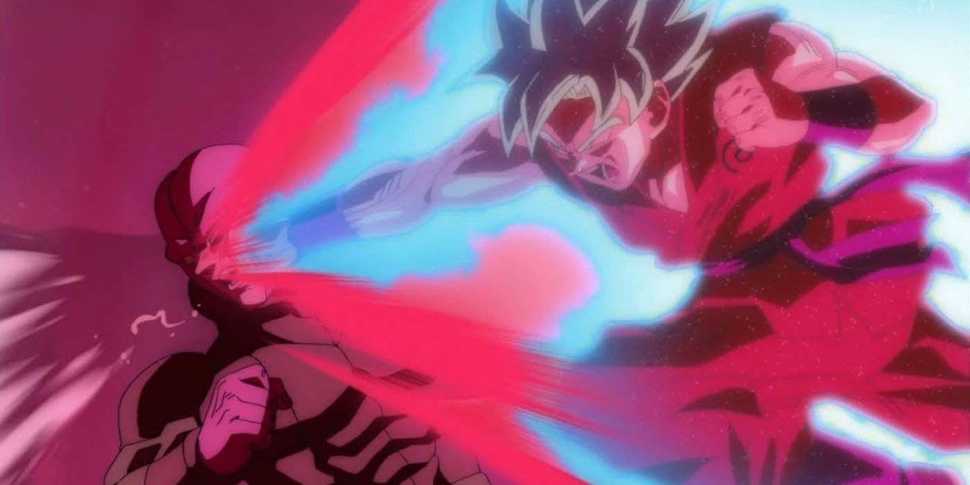 Super Saiyan Blue Kaioken Goku dá um soco em Dragon Ball Super