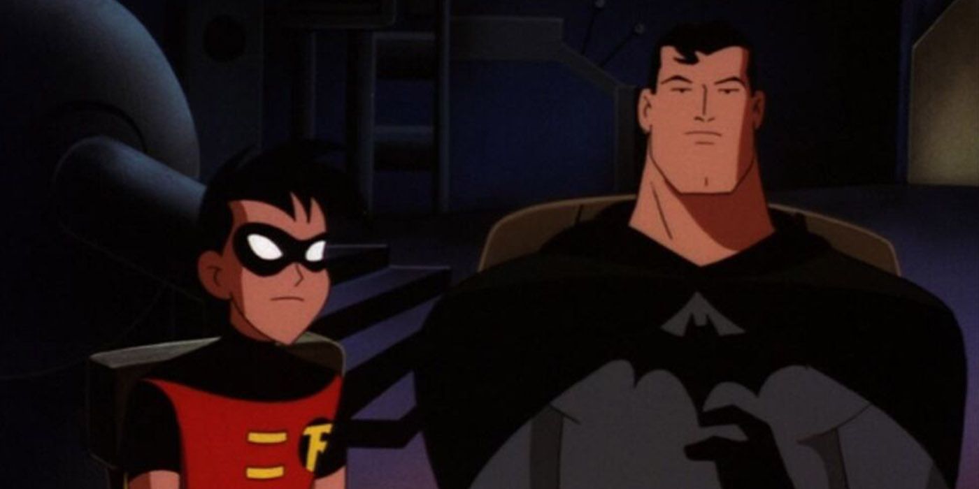 Superman dresses up as Batman and teams up with Robin