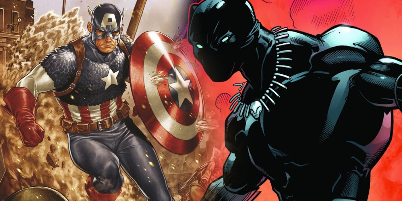 A split image of Captain America and Black Panther in Marvel Comics